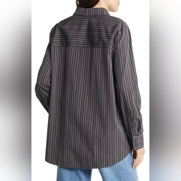 NWT Treasure & Bond Oversized Gray Stripe Button Up Size S - Picture 3 of 16